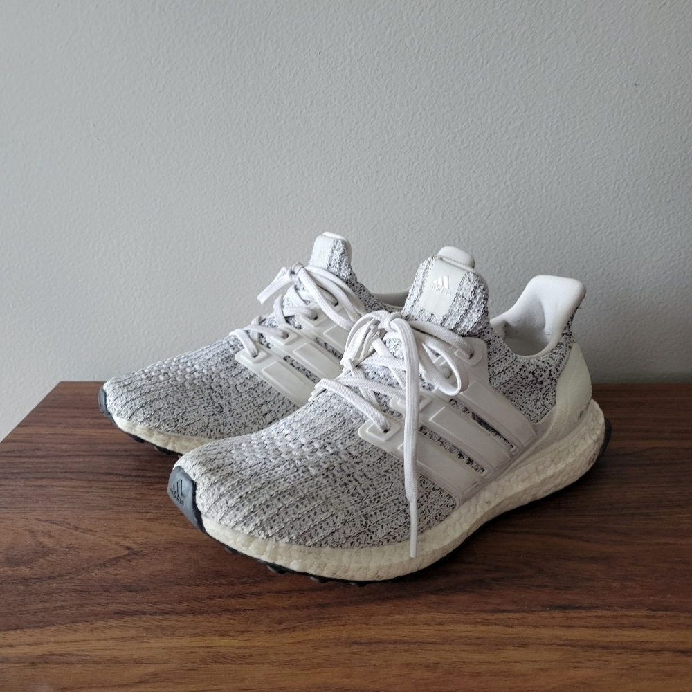 ADIDAS Ultraboost 4.0 running shoes in white and grey knit colourway